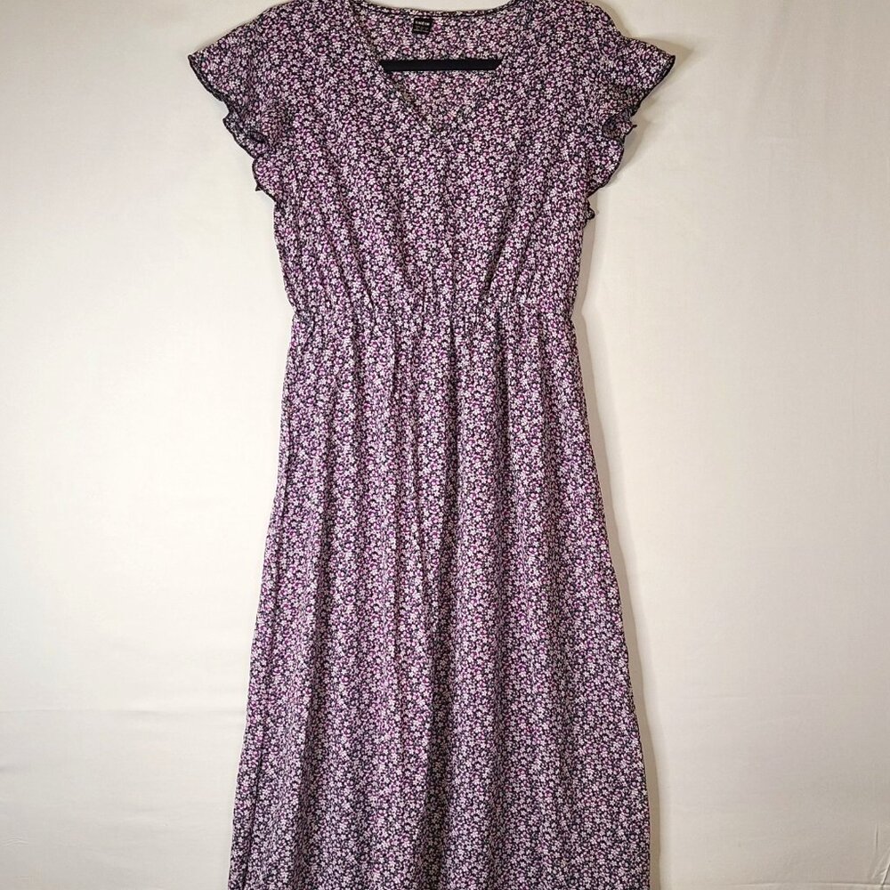 SHEIN Purple Floral Midi Dress